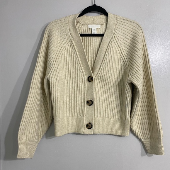 H&M Sweaters - H&M, Women's knit cardigan, long sleeves, Size S Beige